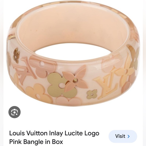 Louis Vuitton Inlay Lucite Logo Pink Bangle - Picture 7 of 9
